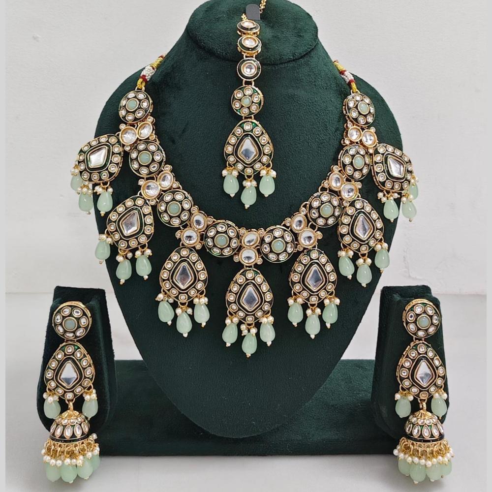 Manisha Jewellery Kundan And Pearl  beads Necklace Set