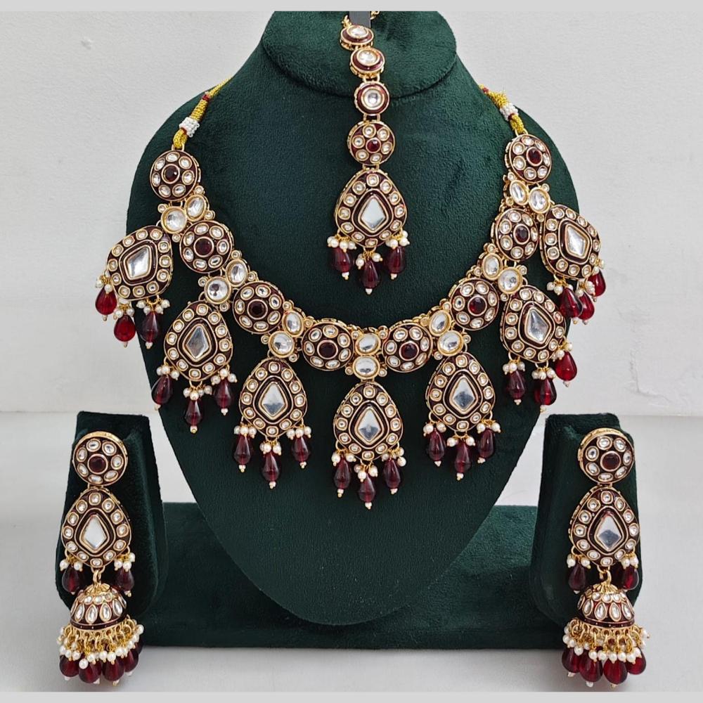 Manisha Jewellery Kundan And Pearl  beads Necklace Set