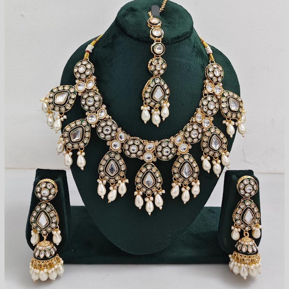 Manisha Jewellery Kundan And Pearl  beads Necklace Set