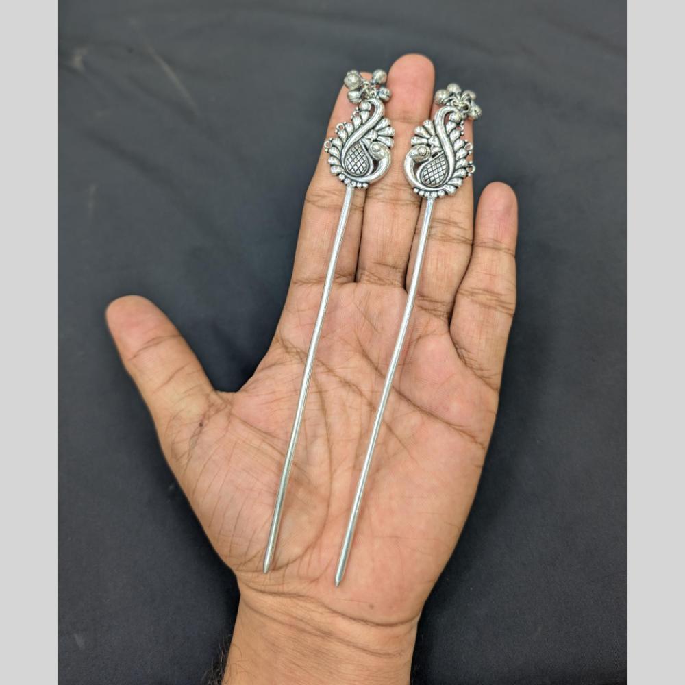 Manisha Jewellery Oxidised Metal Antique Hair Stick For Bun Hair