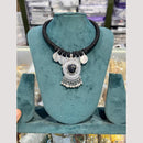 Manisha Jewellery Elegant Oxidised Plated Pota Stone Necklace Set