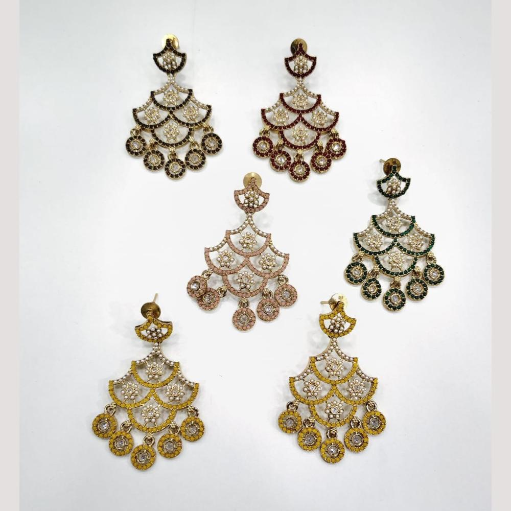 Manisha Jewellery Sparkling Fusion Crystal Stone And Pearls Dangler Earrings