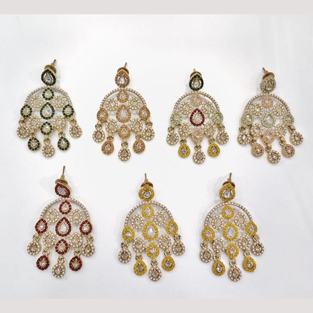 Manisha Jewellery Sparkling Fusion Crystal Stone And Pearls Dangler Earrings