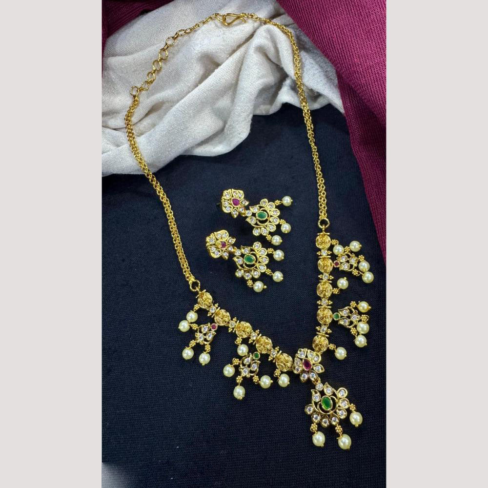 Manisha Jewellery Timeless Grace Austrain Stone And Pearls Necklace Set