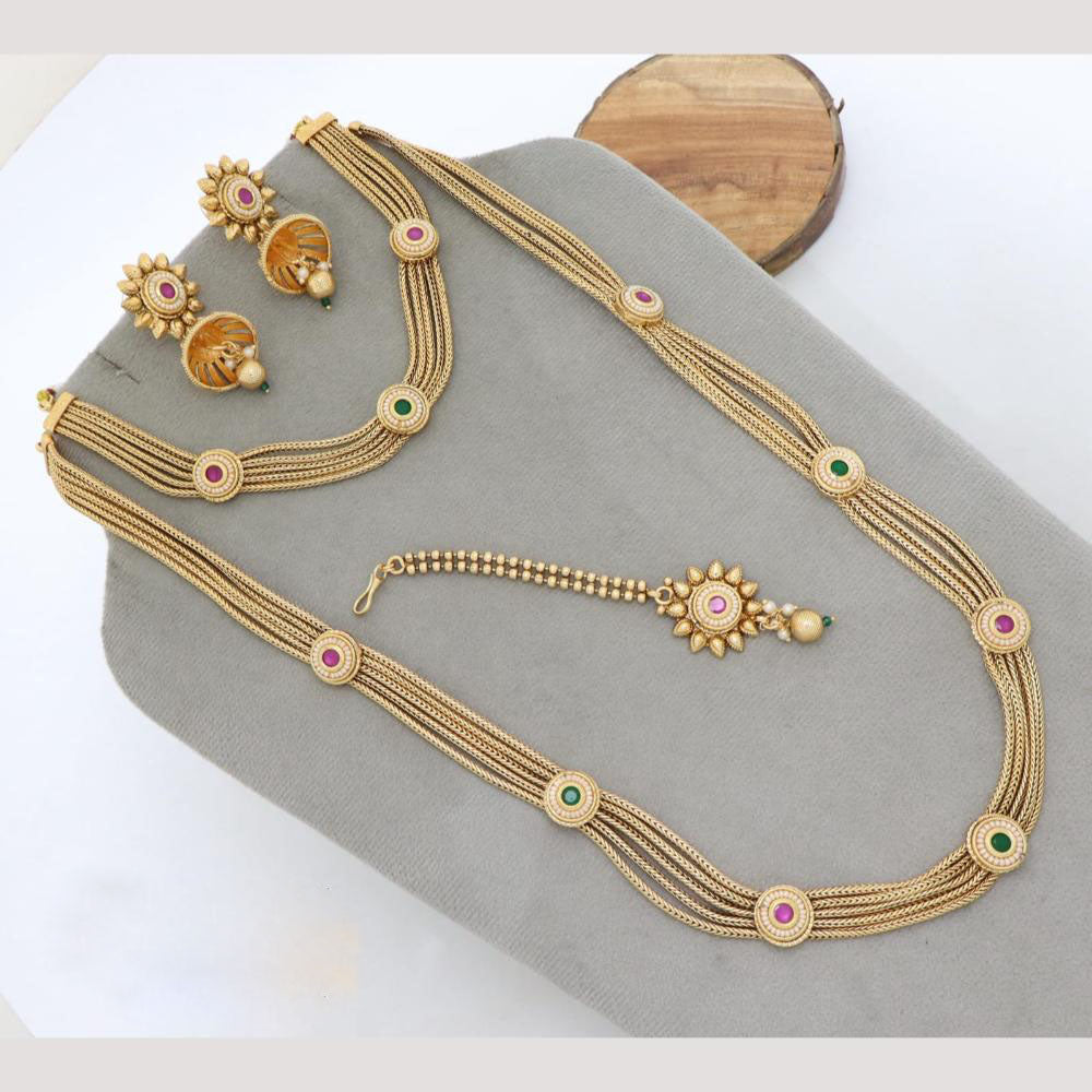 Manisha Jewellery Premium Kundan And Pearl Double Necklace Set