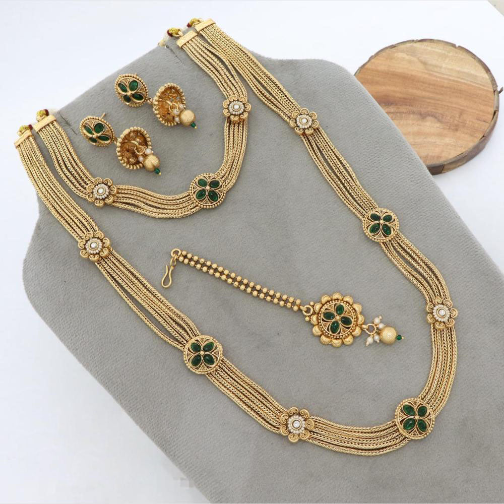 Manisha Jewellery Premium Kundan And Pearl Double Necklace Set