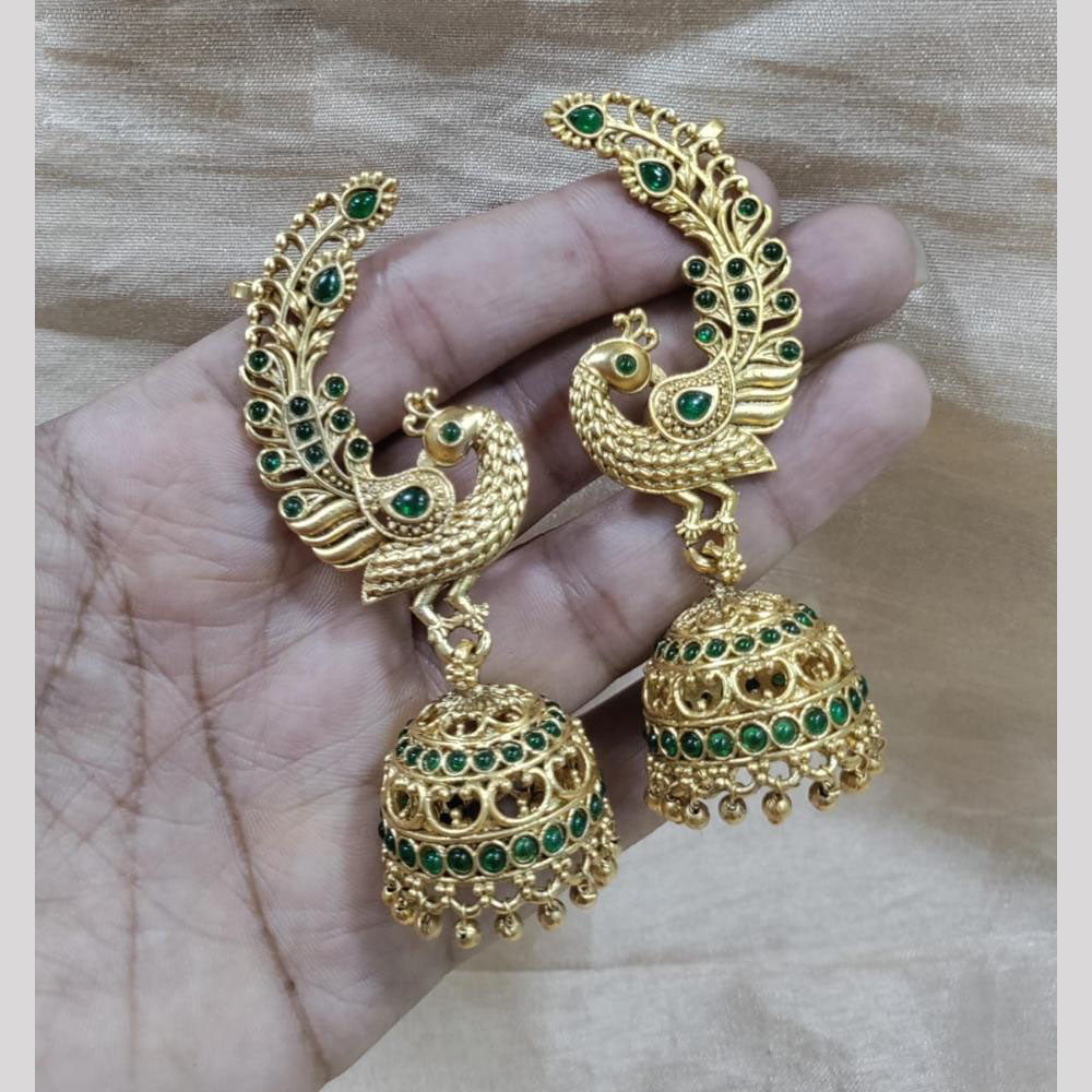 Manisha Jewellery Royal Peacock Jhumki With Sparkling Pota Stone And  Dangling Pearls