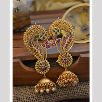 Manisha Jewellery Antique Style Pota Stone And Pearl Jhumki Earrings For Festive Waer 