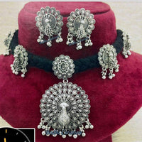 Manisha Jewellery Oxidised Plated Elegant Peacock Motif Necklace Set  