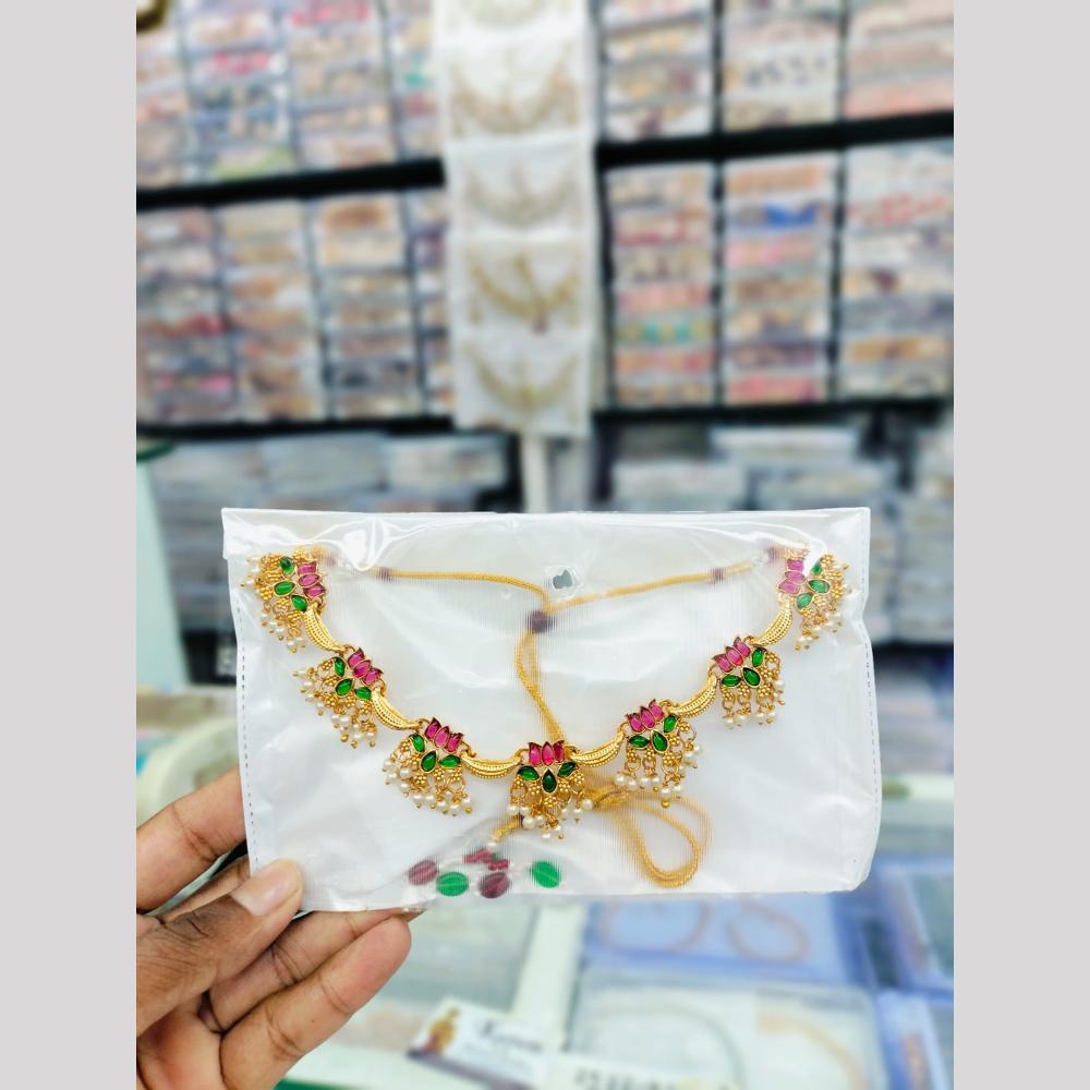 Manisha Jewellery Contemporary Lotus Design Set Pota Stone And Pearl Elegance With A Stylish Twist