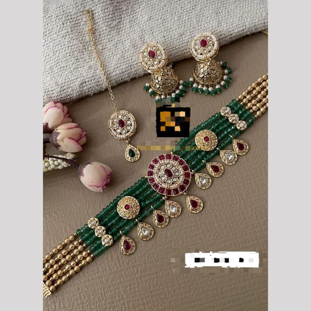 Manisha Jewellery Festive Pota Stone And Pearl Choker Set Perfect Blend Of Tradition And Glamour