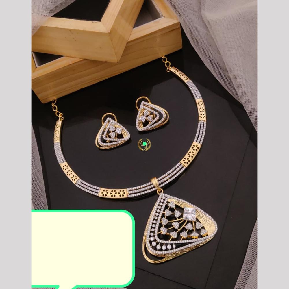 Manisha Jewellery 2 Tone Plated American Diamonds Necklace Set Premimum Shine For Modern Look