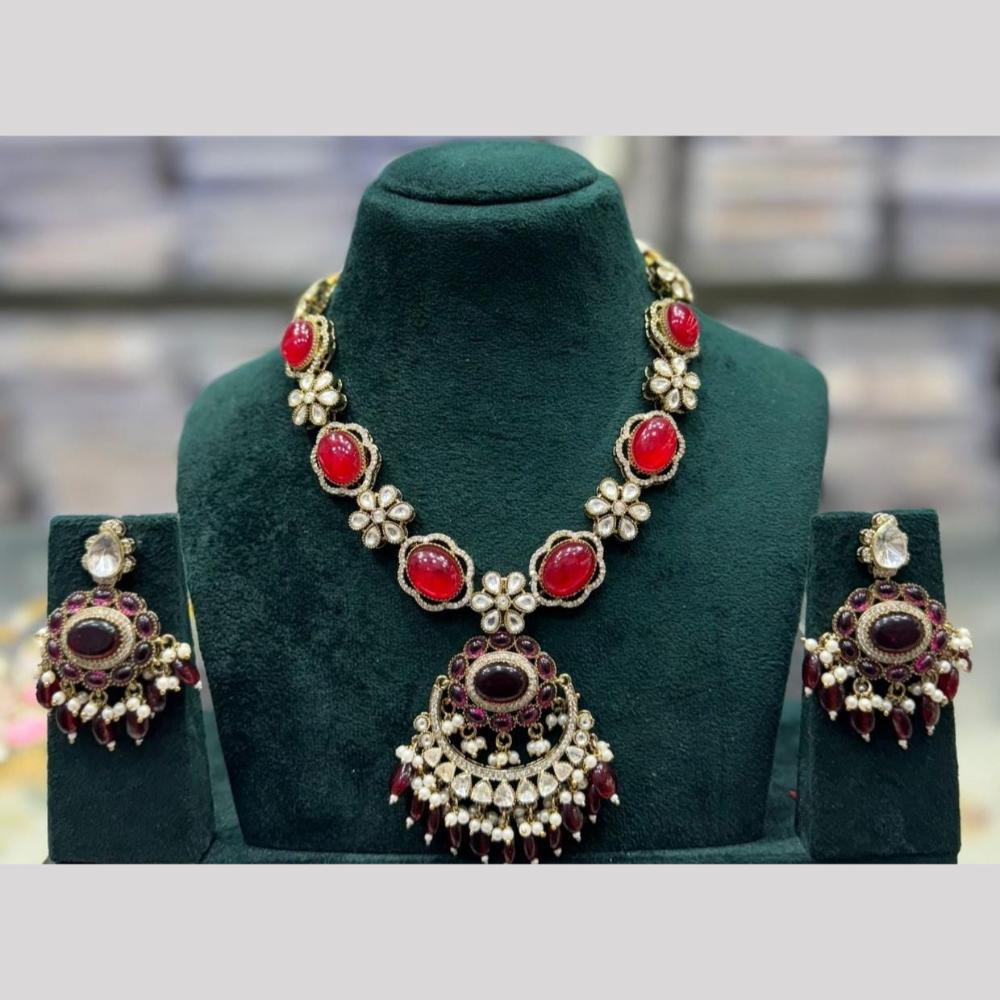 Manisha Jewellery Pota Stone And Pearl Necklace Set Elegant Jewellery For Weddings And Ceremonies