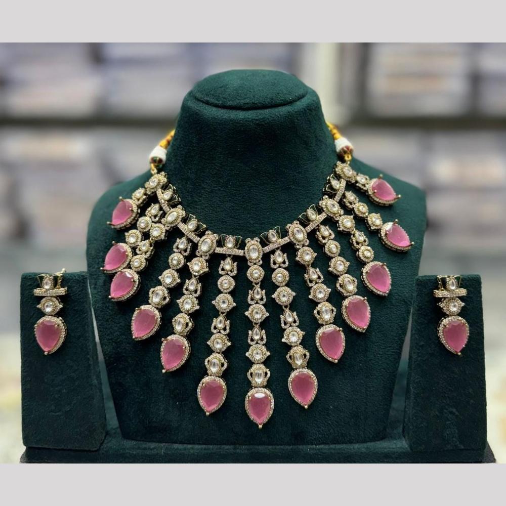 Manisha Jewellery Designer Pota And Austrain Stone Necklace Set Festive Glamour For Ethnic Looks