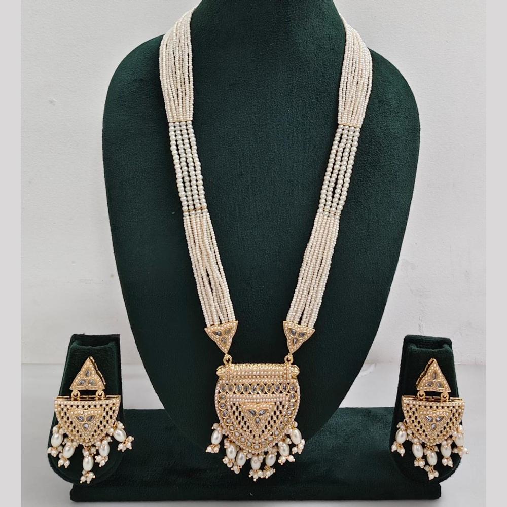 Manisha Jewellery Classic Crystal Stone And Pearl Layered Long Necklace Set
