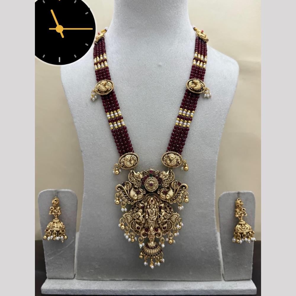 Manisha Jewellery Ethnic Pota And Pearl Long Set Inspired By Soutn Indian Temple Design