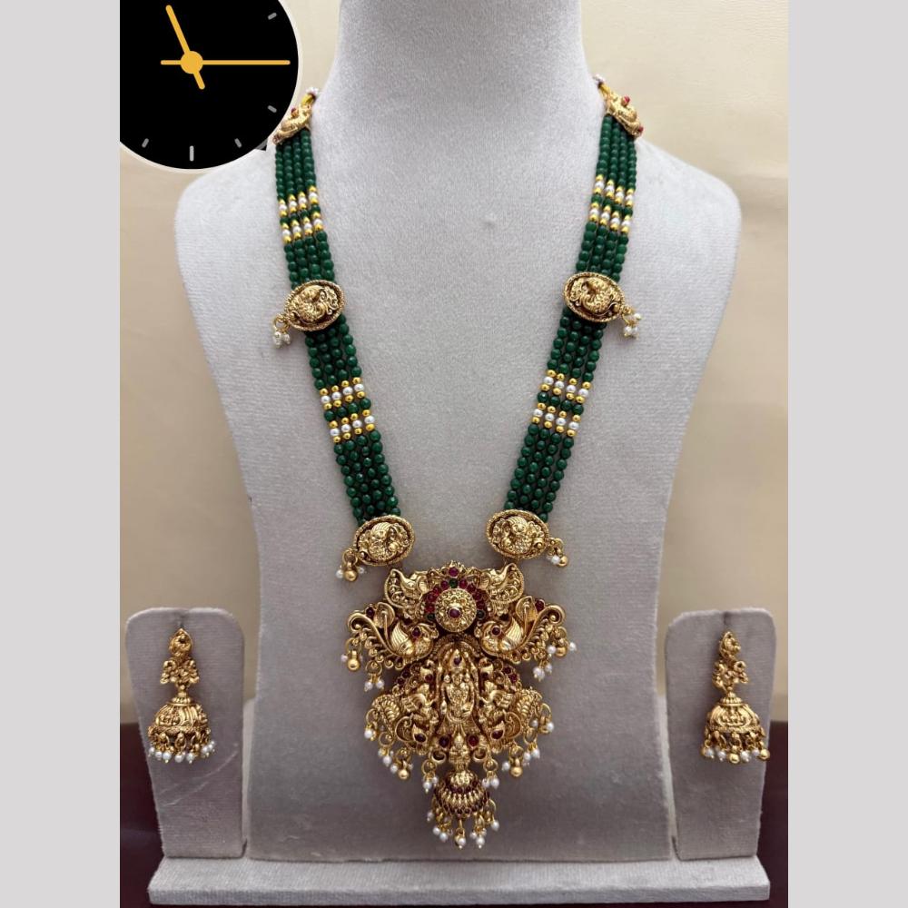 Manisha Jewellery Ethnic Pota And Pearl Long Set Inspired By Soutn Indian Temple Design