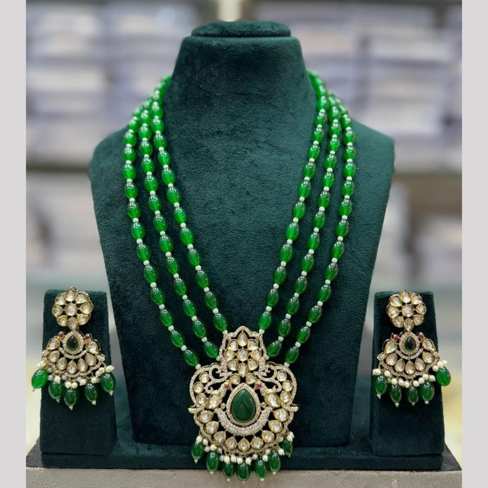 Manisha Jewellery Stylish Kundan And Beads Long Necklace Set Elevate Your Ethnic Wardrobe