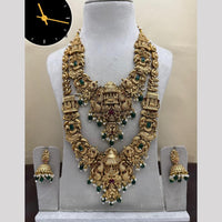 Manisha Jewellery Royal South Temple Double Necklace Pota And Pearl Set With Elegant Peacock Motif 