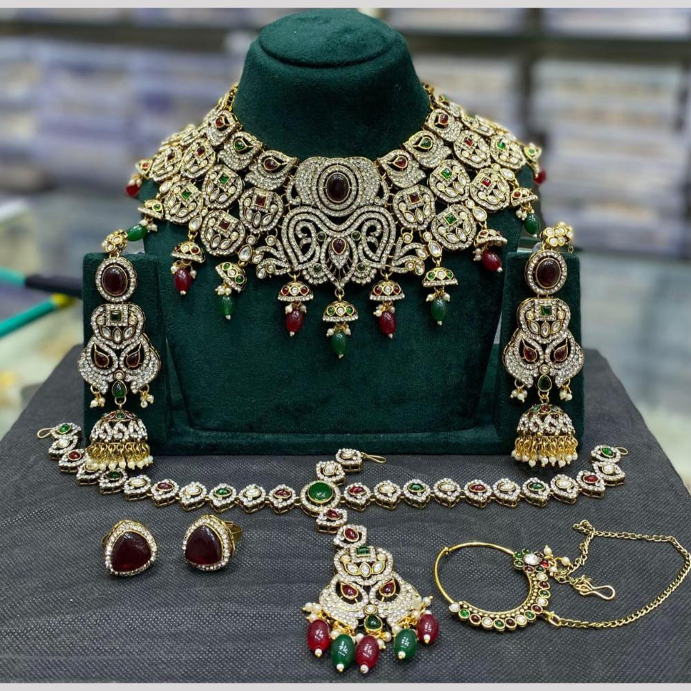 Manisha Jewellery Austrain And Pota Stone Semi Bridal Set Perfect For Pre Wedding Functions And Celebrations