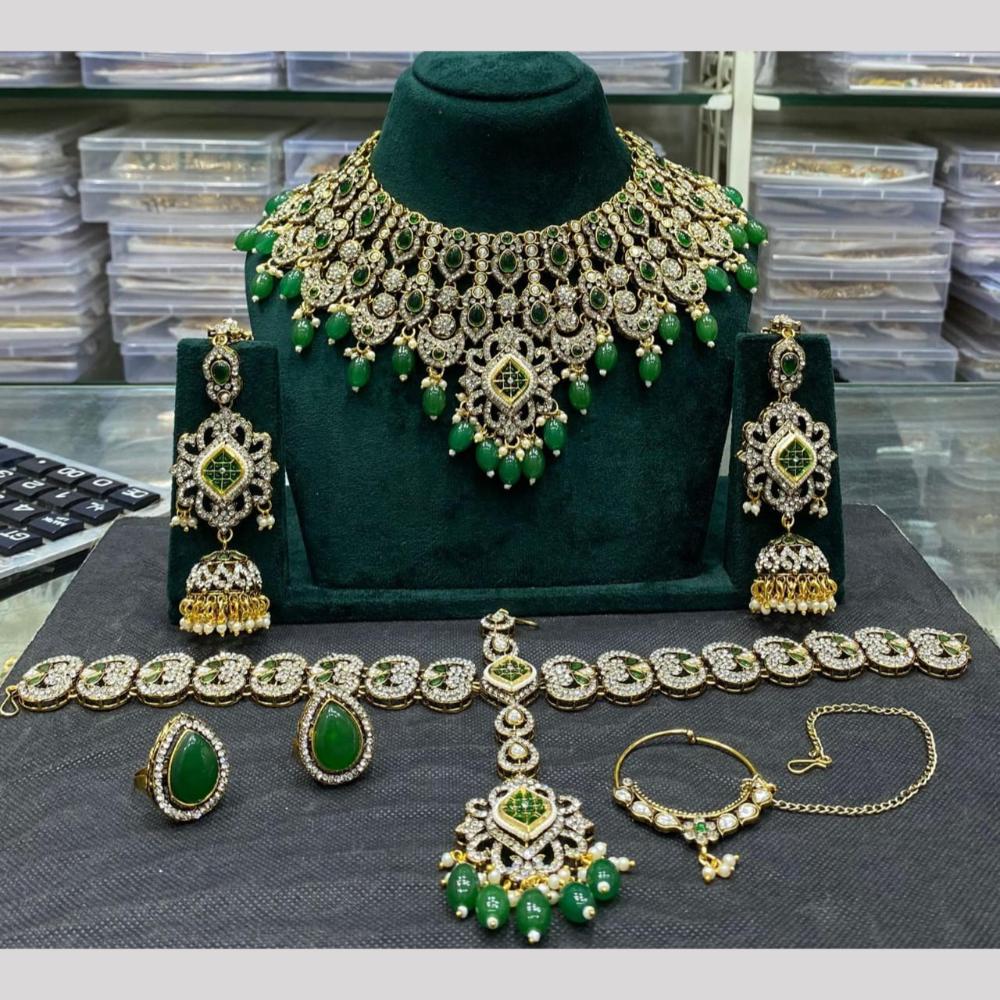 Manisha Jewellery Semi Bridal Necklace Set With Austrain And Pota Stone A Graceful Blend Of Tradition