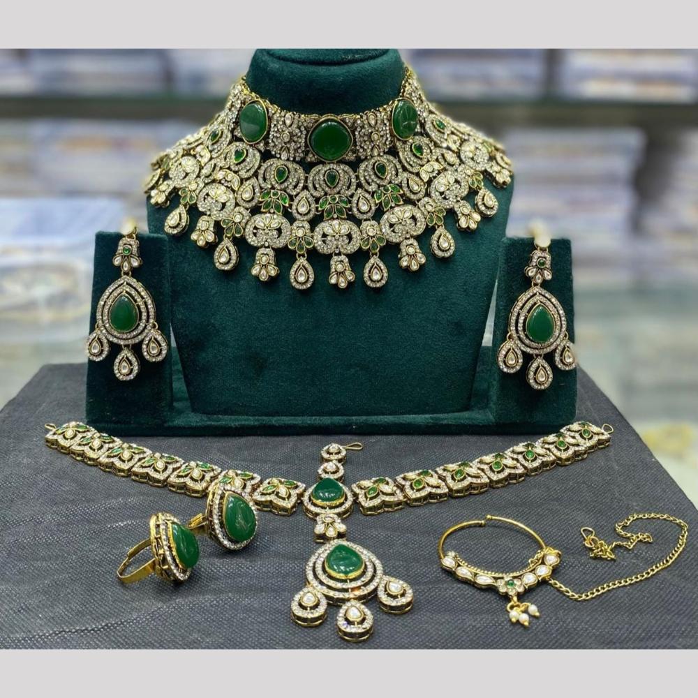 Manisha Jewellery Austrain And Pota Stone Semi Bridal Necklace Set Royal Charm For Festive Events