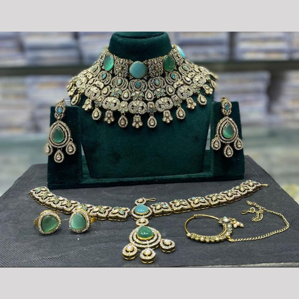 Manisha Jewellery Austrain And Pota Stone Semi Bridal Necklace Set Royal Charm For Festive Events