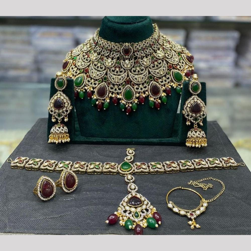 Manisha Jewellery Austrain And Pota Stone Semi Bridal Set Perfect For Pre Wedding Functions And Celebrations