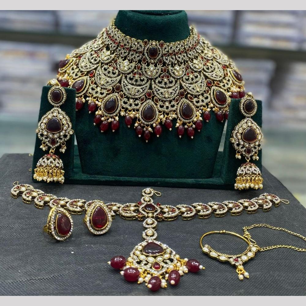 Manisha Jewellery Austrain And Pota Stone Semi Bridal Set Perfect For Pre Wedding Functions And Celebrations
