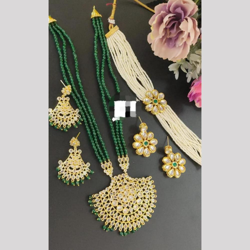Manisha Jewellery Crystal Stone And Beads Matching Set Stylish Combo For Festive Wear