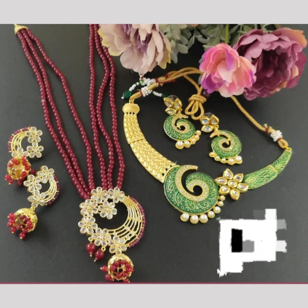 Manisha Jewellery Crystal Stone And Pearl Combo Set Perfect Gift  For Special Moments