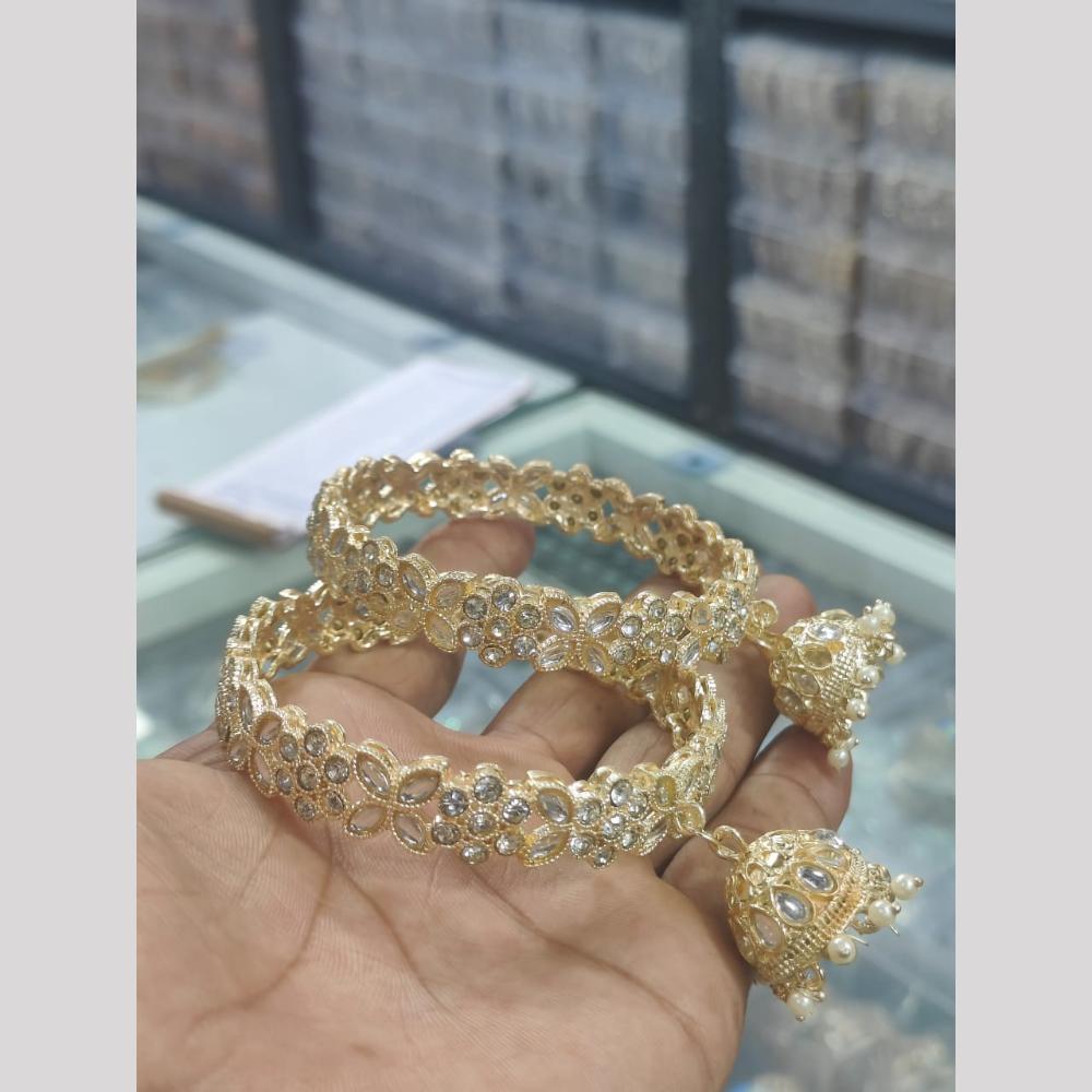 Manisha Jewellery Kundan And Pearl Bangle Set Modern Ethinc Jewelery For Festivals