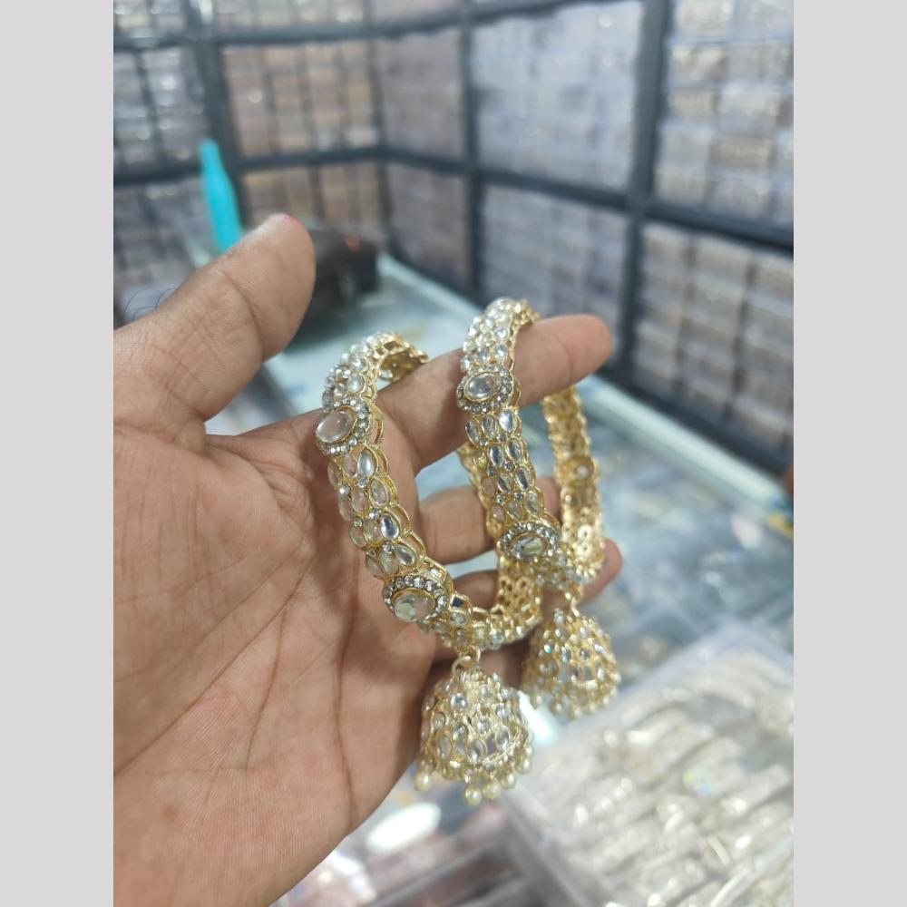 Manisha Jewellery Premimum Kundan And Pearl Bangle Set Stylish Accessory For Ethnic Outfits