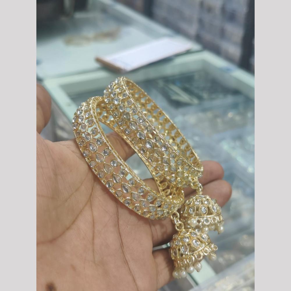 Manisha Jewellery Elegant  Kundan And Pearl Bangle Set Subtle Sparkle With A Touch Of Tradition