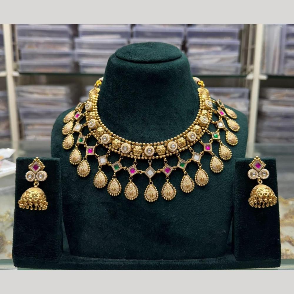 Manisha Jewellery Ethnic Pota Stone Necklace Set For Wedding & Festive Wear