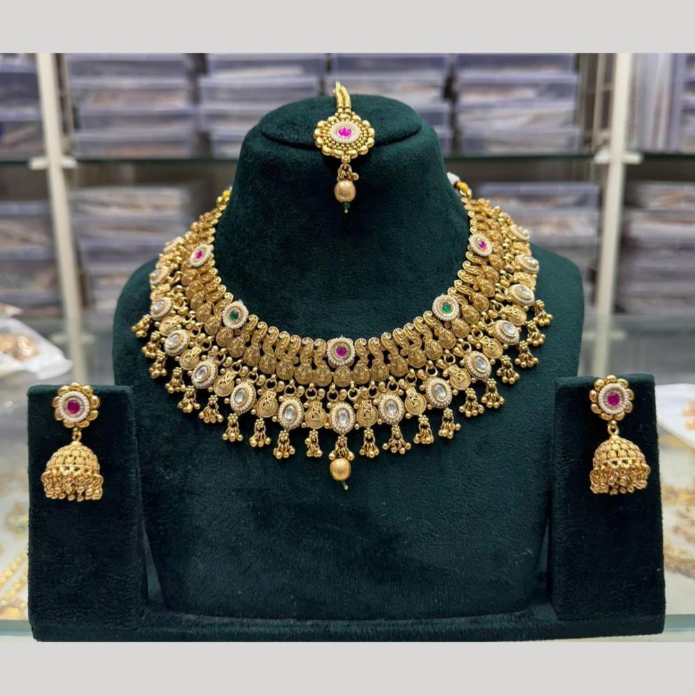 Manisha Jewellery Ethnic Pota Stone Necklace Set With Maangtikka For Wedding & Festive Wear