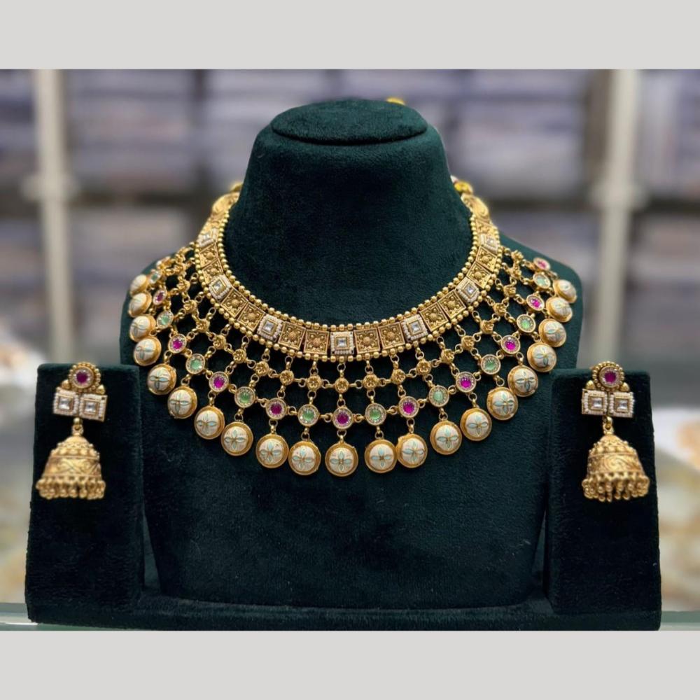 Manisha Jewellery Ethnic Pota Stone Necklace Set For Wedding & Festive Wear
