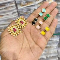 Manisha Jewellery Ethnic Pota Stone And Pearls Changeable Stud Earrings