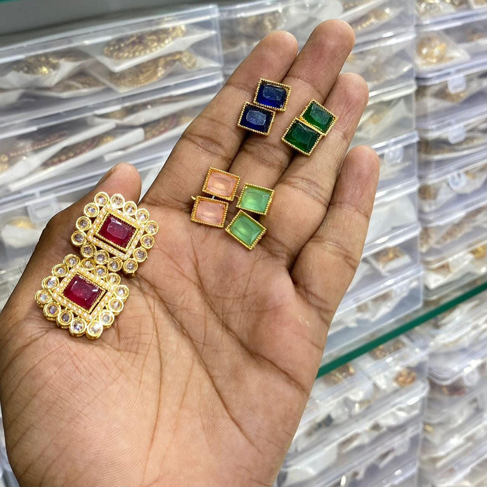 Manisha Jewellery Spark Pota And Crystal Stone Stud Earrings