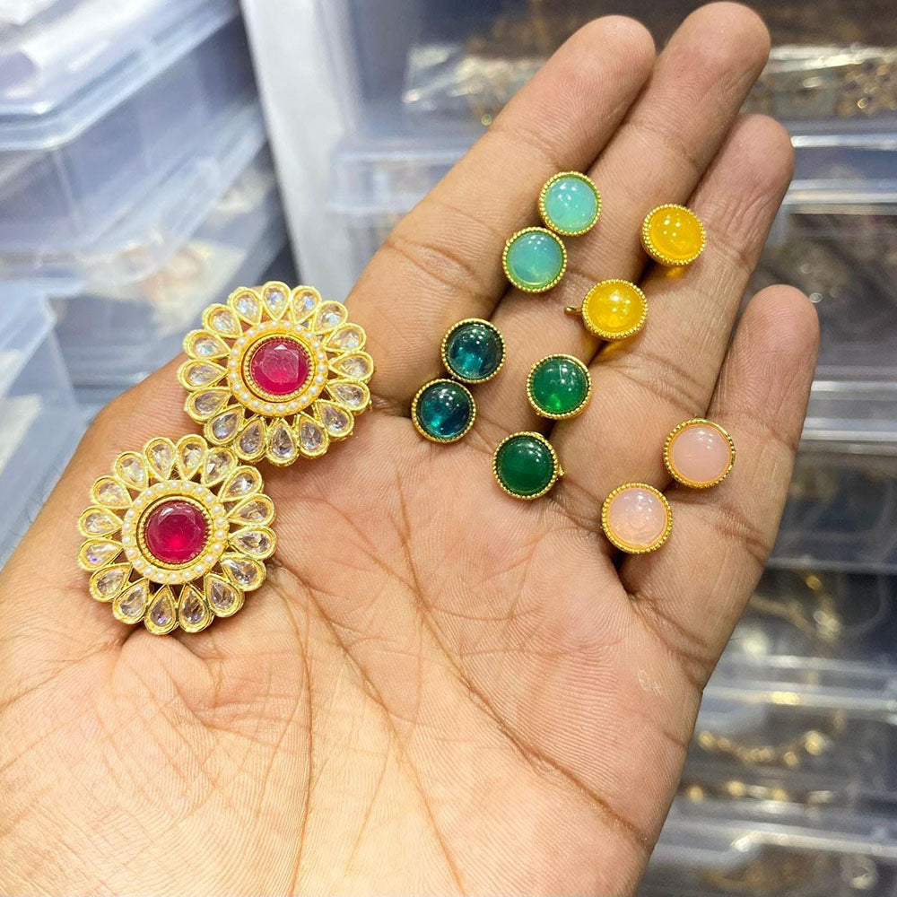 Manisha Jewellery Spark Pota And Crystal Stone Stud Earrings