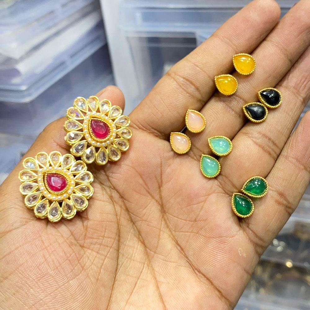 Manisha Jewellery Spark Pota And Crystal Stone Stud Earrings