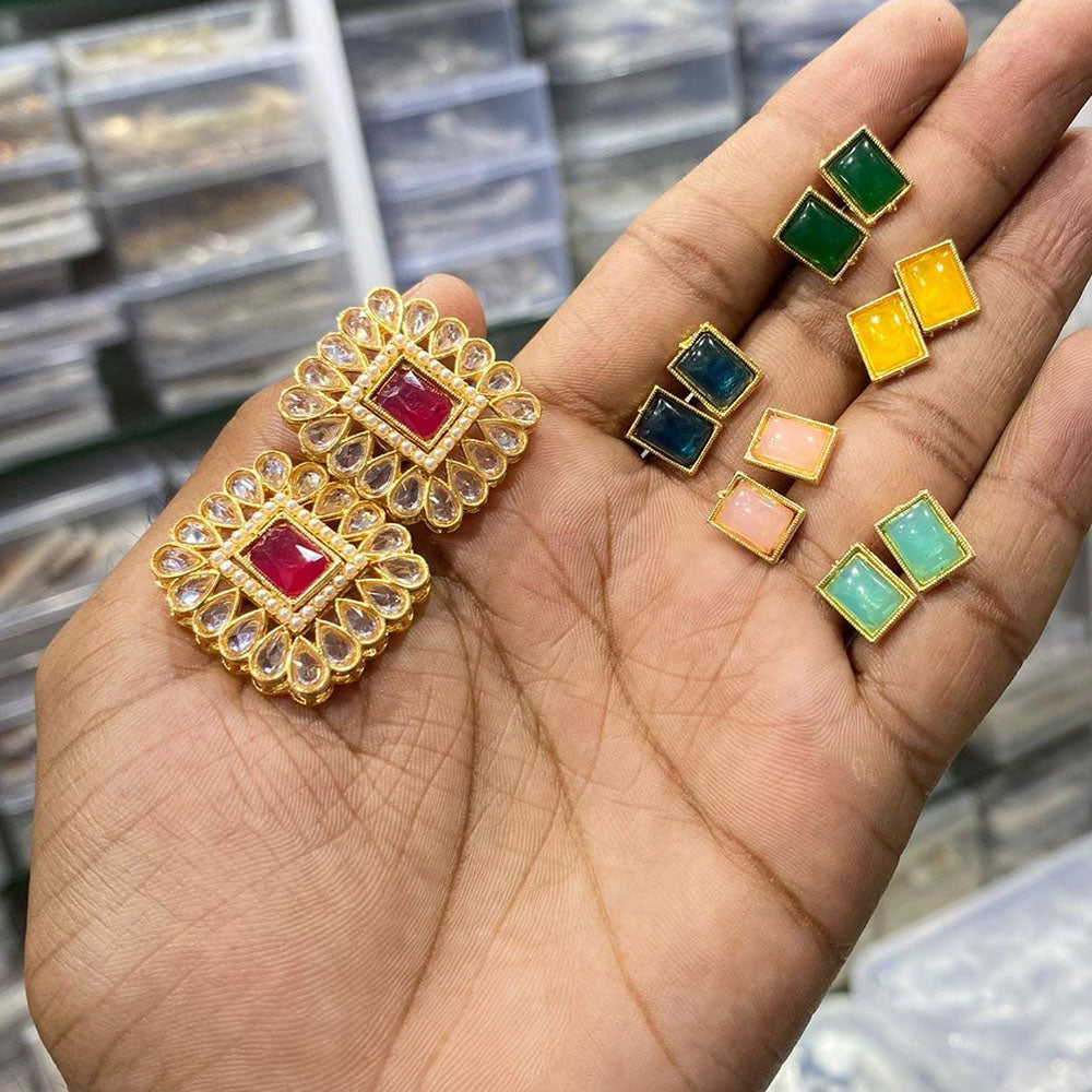 Manisha Jewellery Spark Pota And Crystal Stone Stud Earrings