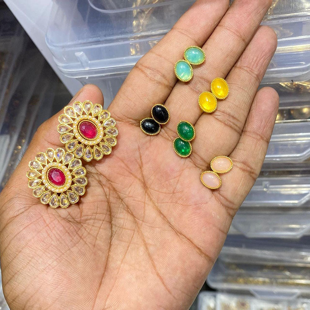 Manisha Jewellery Spark Pota And Crystal Stone Stud Earrings