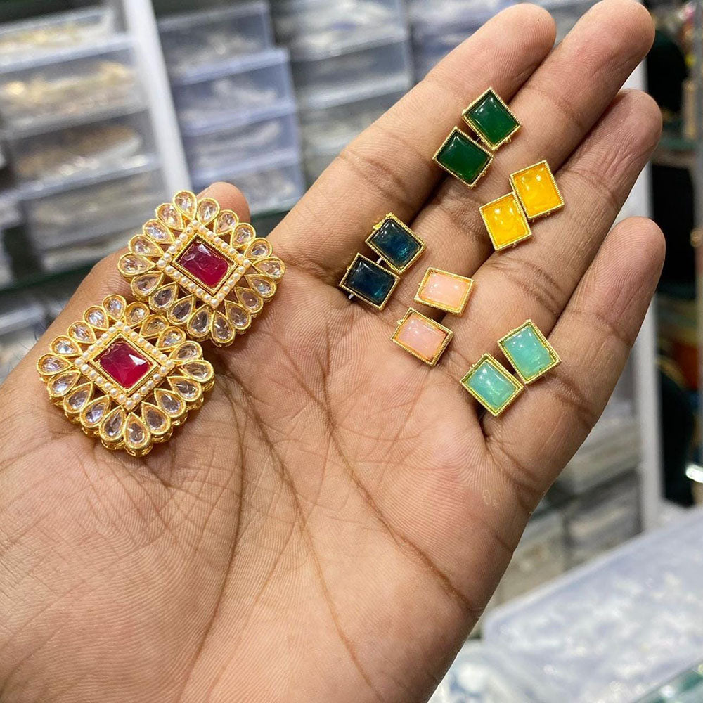 Manisha Jewellery Spark Pota And Crystal Stone Stud Earrings