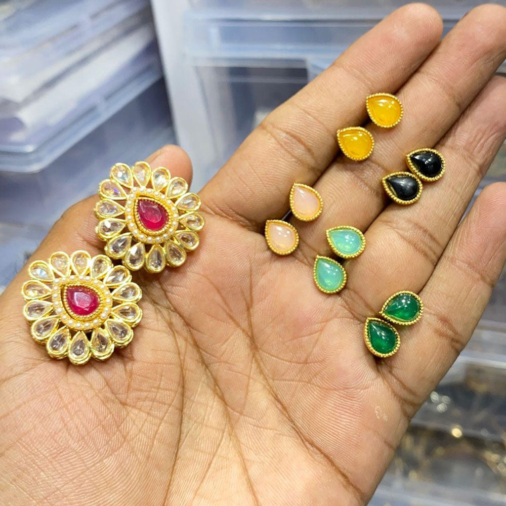 Manisha Jewellery Spark Pota And Crystal Stone Stud Earrings