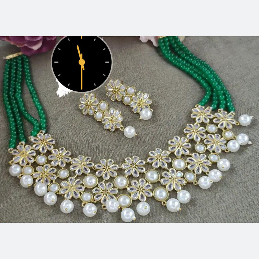 Manisha Jewellery Royal Glow Pota Stone And Pearl Necklace Set