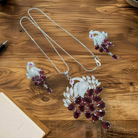 Manisha Jewellery Peacock Design American Diamond Necklace Set