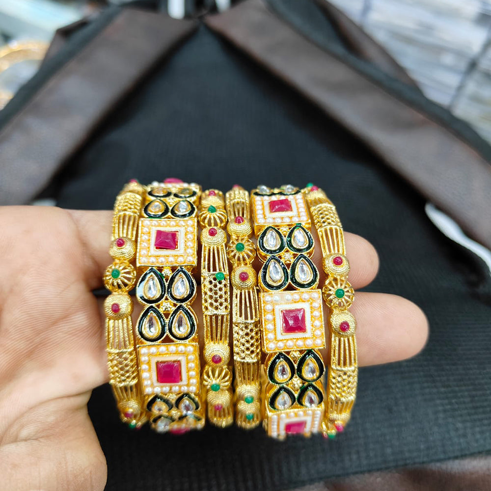 Manisha Jewellery Beautiful Kundan Stone And Pearl Bangles Set Wedding Occassions