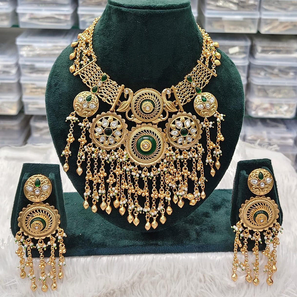 Manisha Jewellery Elegant Gold Plated Kundan & Pearl Necklace Set