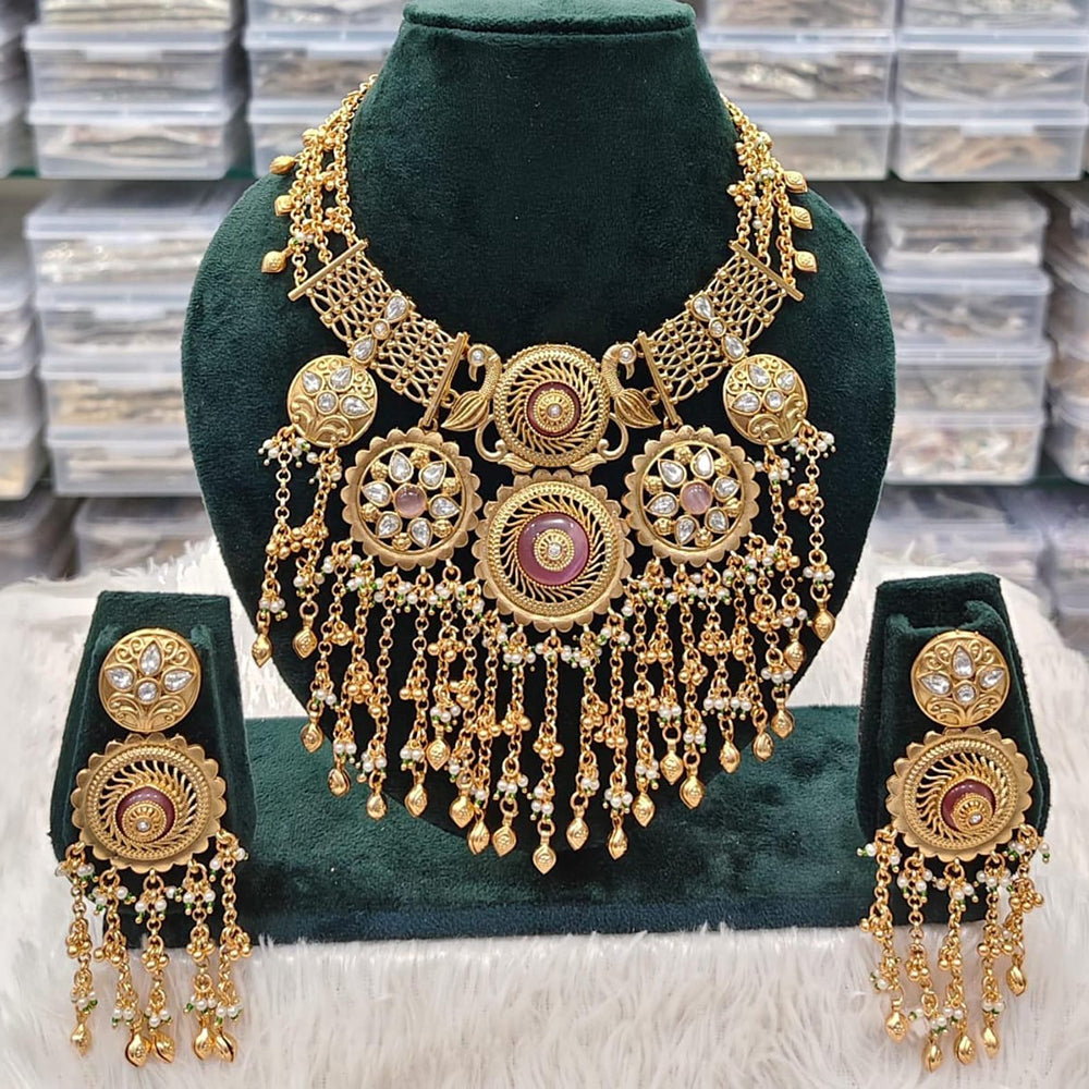 Manisha Jewellery Elegant Gold Plated Kundan & Pearl Necklace Set